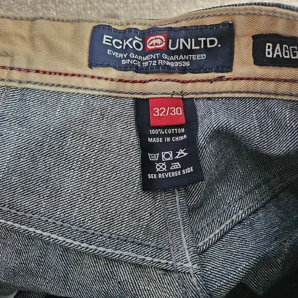 Vintage Mens Y2K Ecko Unltd Baggy Wide Leg Jeans 32x30 Blue Denim - Picture 5 of 9